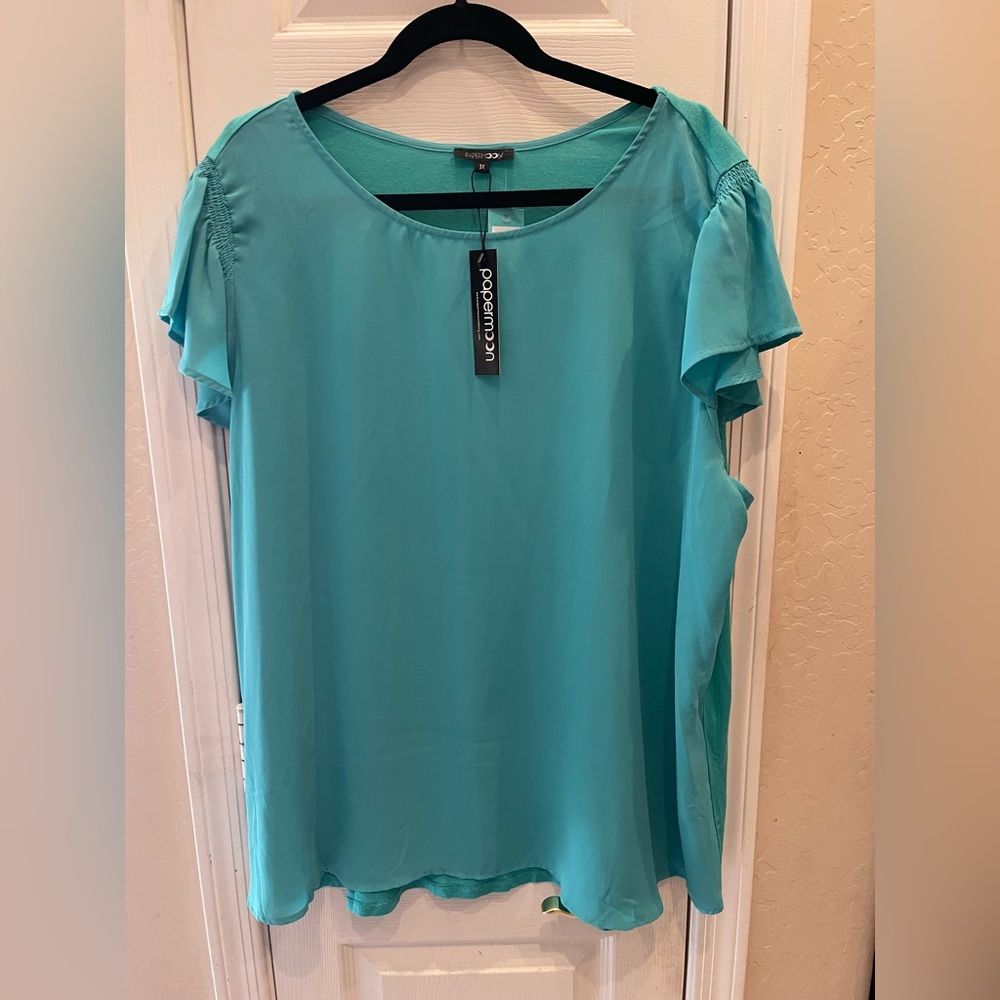 *MAKE OFFER!* NWT turquoise multimedia top